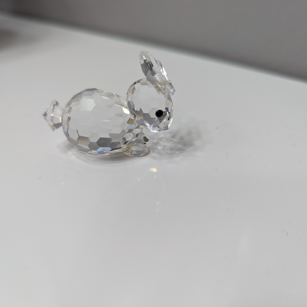 Swarovski Crystal Rabbit Brooch - Clear and Black